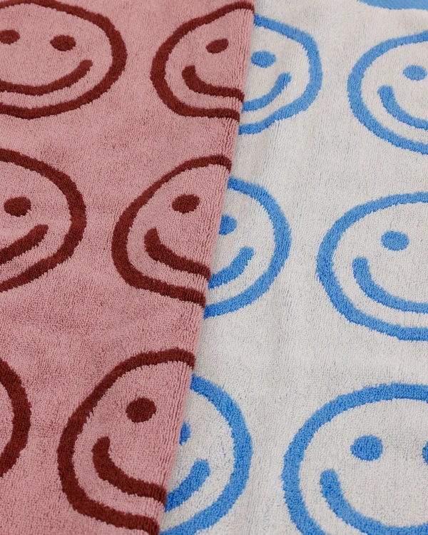 Hand Towel Set of 2 - Sky Blue and Blush Happy - Material: organic-cotton