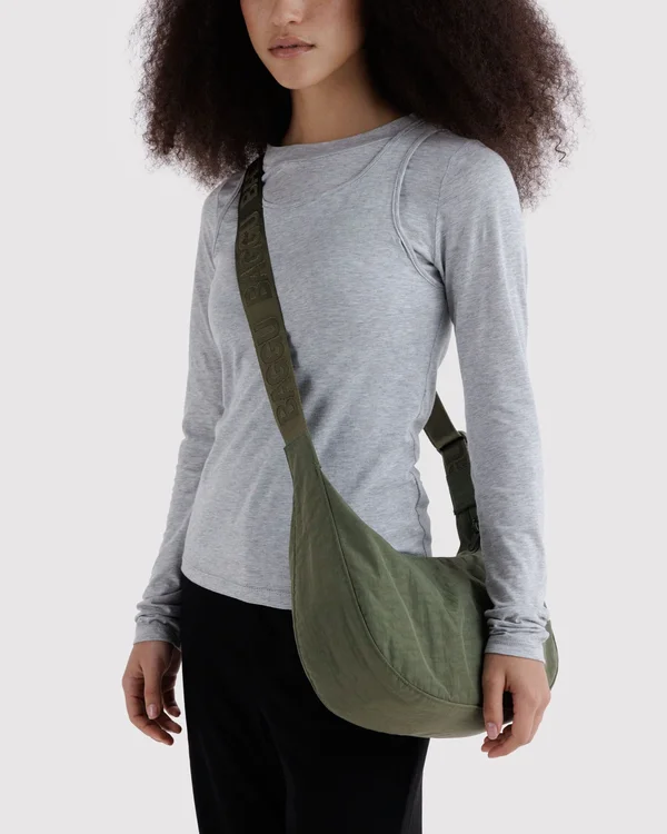 Medium Nylon Crescent Bag - Caper - Size: OS