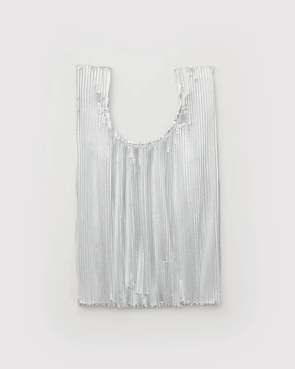 Pleated Baggu - Chrome Metallic - Material: polyester