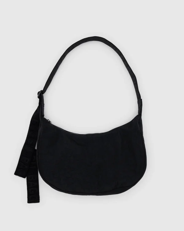 Medium Nylon Crescent Bag - Black - Material: heavyweight-nylon