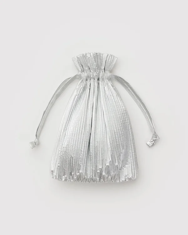 Pleated Baggu - Chrome Metallic - Material: polyester
