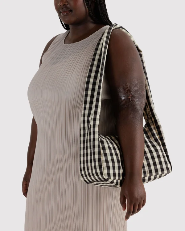 Nylon Meringue Bag - Black And Cream Gingham - Material: heavyweight-nylon