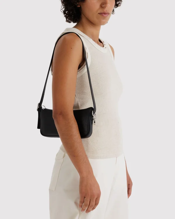 Recycled Leather Pochette - Black - Size: OS
