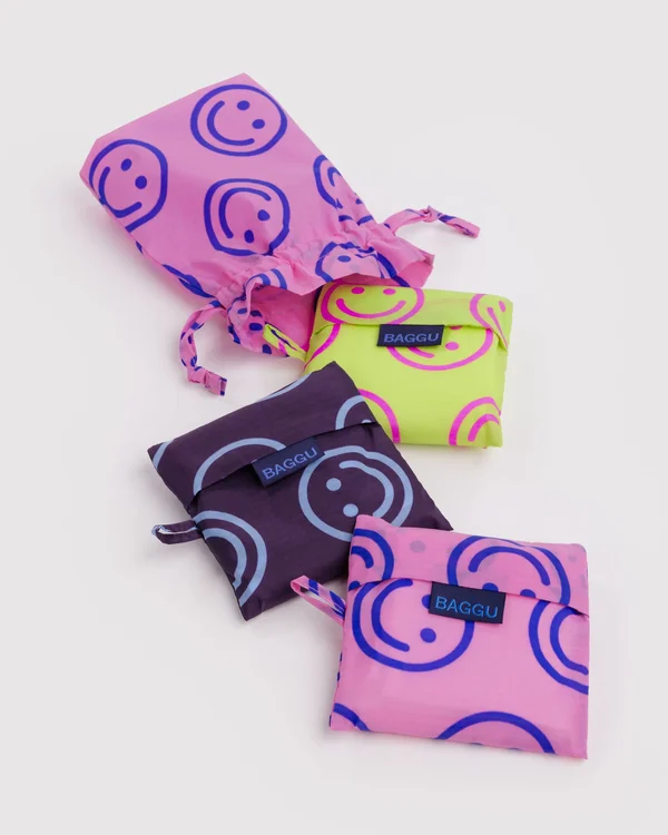 Standard Baggu Set of 3 - Bright Happy Mix - Material: ripstop-nylon