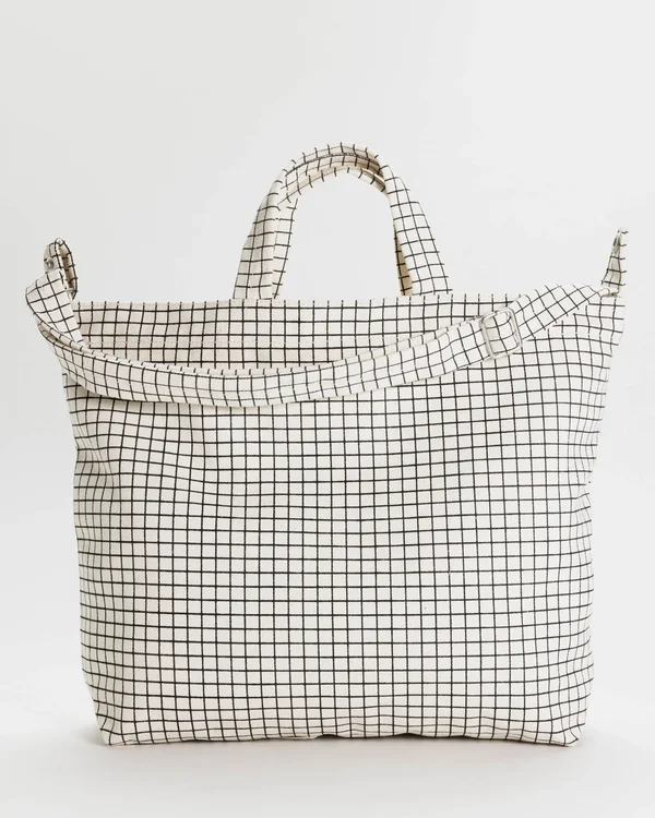 Horizontal Zip Duck Bag - Natural Grid