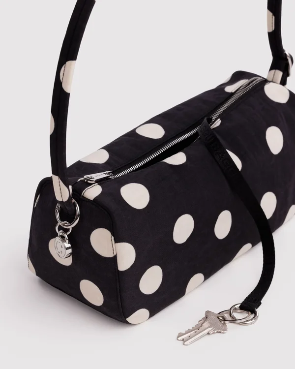 Nylon Loaf Bag - Black And Cream Polka Dot - Material: heavyweight-nylon