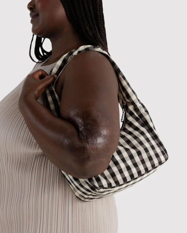 Small Nylon Meringue Bag - Black And Cream Gingham