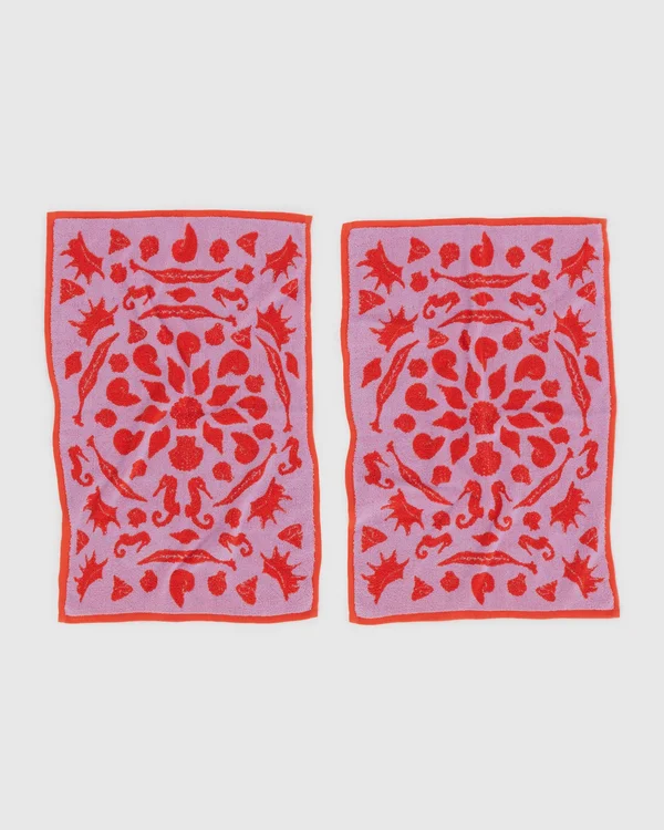Hand Towel Set of 2 - Sea Shells - Material: organic-cotton
