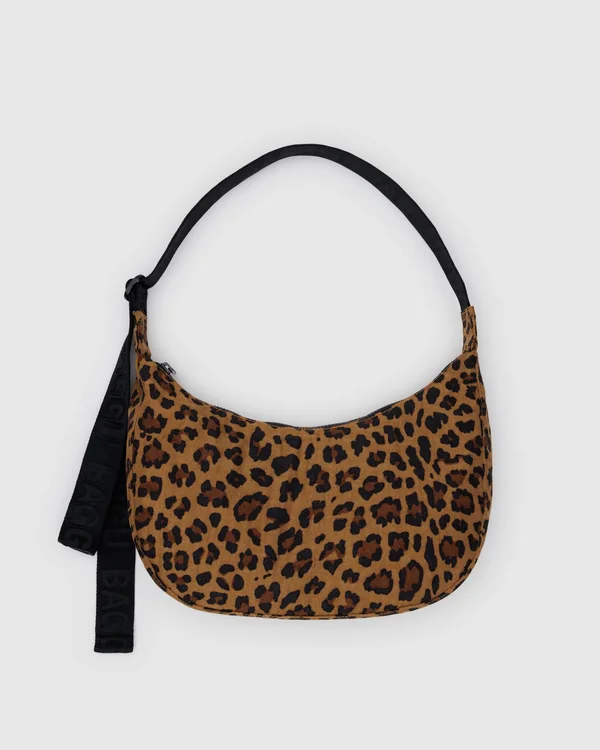 Medium Nylon Crescent Bag - Leopard - Material: heavyweight-nylon