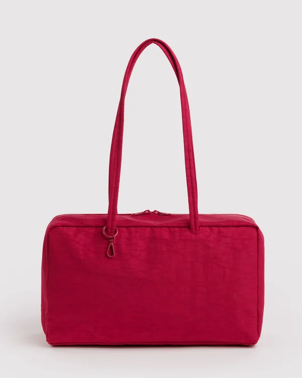 Medium Nylon Bowler Bag - Cherry - Material: heavyweight-nylon