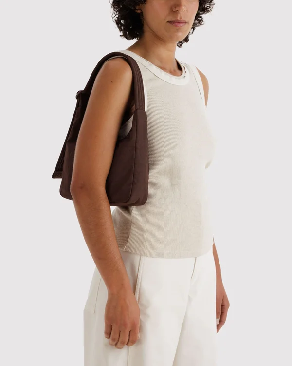 Mini Nylon Shoulder Bag - Coffee - Material: heavyweight-nylon