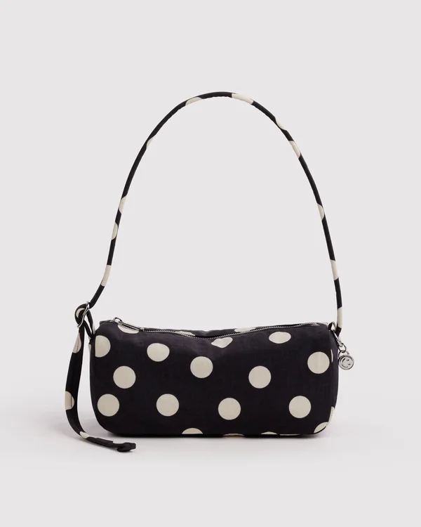 Nylon Loaf Bag - Black And Cream Polka Dot - Material: heavyweight-nylon