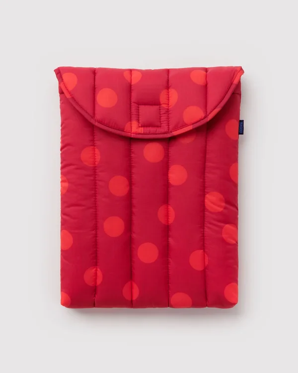 Puffy Laptop Sleeve 13"/14" - Red Polka Dot - Material: ripstop-nylon