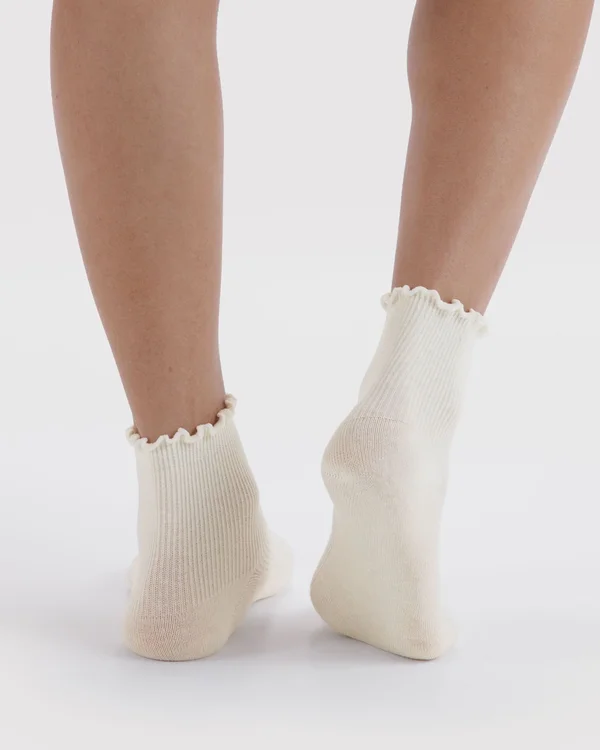 Lettuce Edge Sock Set of 2 - White - Size: OS