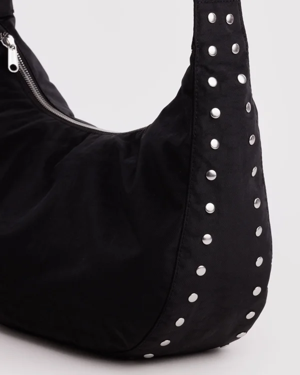 Medium Nylon Crescent Bag - Studs - Material: heavyweight-nylon