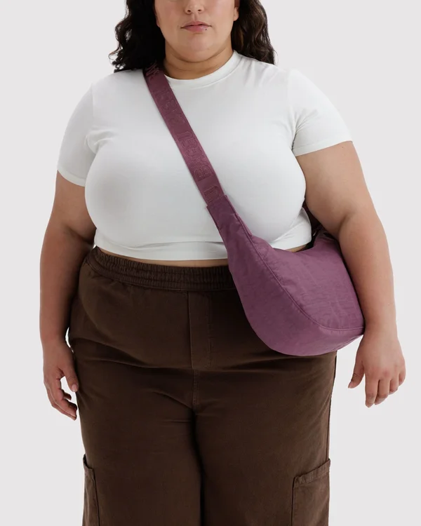 Medium Nylon Crescent Bag - Wild Plum - Material: heavyweight-nylon