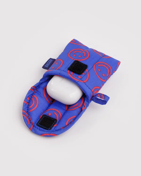 Puffy Earbuds Case - Mini Cobalt Happy - Size: OS
