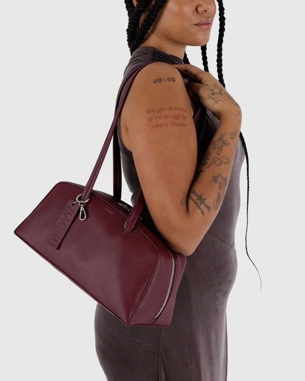 Recycled Leather Bowler Bag - Mahogany