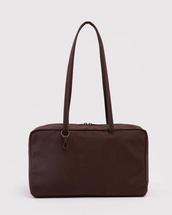 Medium Nylon Bowler Bag - Coffee