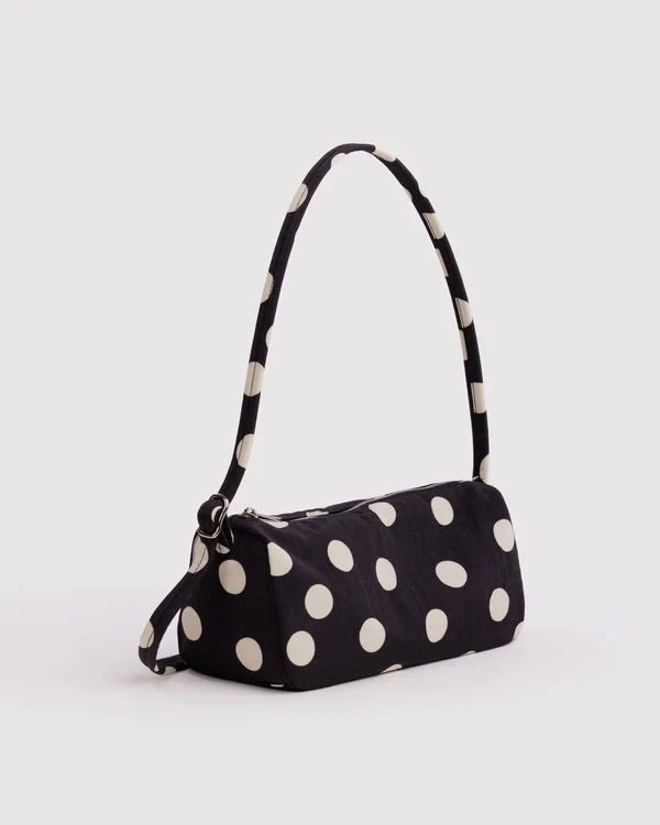 Nylon Loaf Bag - Black And Cream Polka Dot - Material: heavyweight-nylon