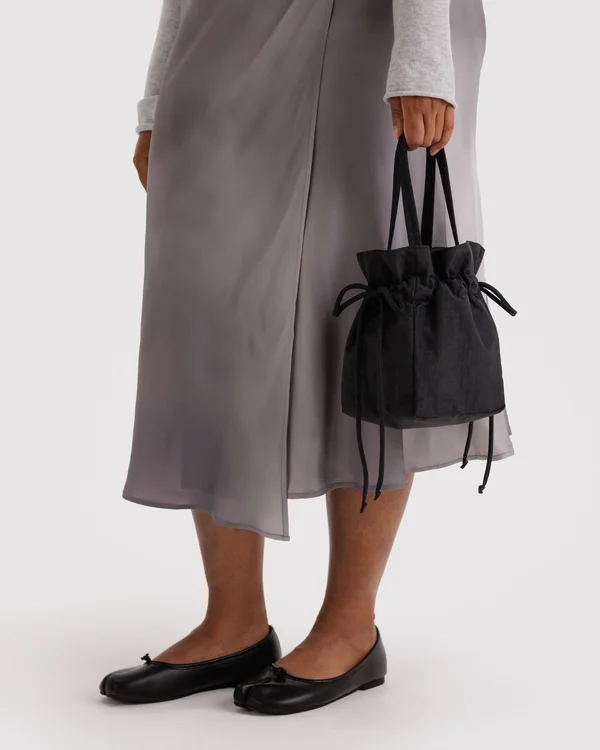 Nylon Drawstring Bag - Black