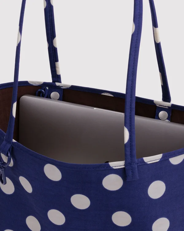 Medium Nylon Reversible Tote - Navy Polka Dot Mix - Material: heavyweight-nylon